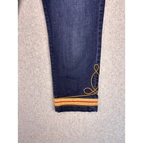Lauren Ralph Lauren Womens Jeans Size 10 Dark Wash Embroidered Rare Print Crop - Picture 2 of 10